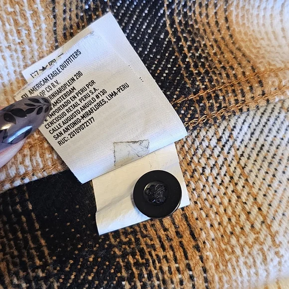 American Eagle - Orange/Black Plaid 100% Cotton Flannel Shirt - Picture 11 of 11